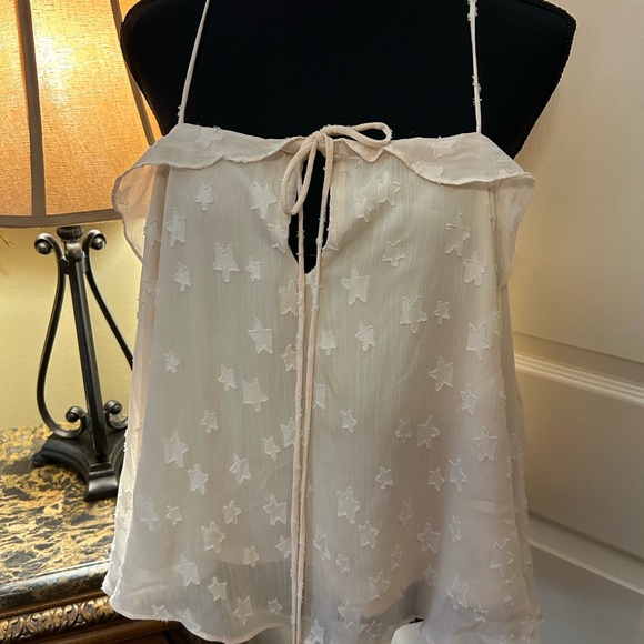 The Impeccable Pig Cream Sheer Star Blouse Medium - Picture 2 of 8